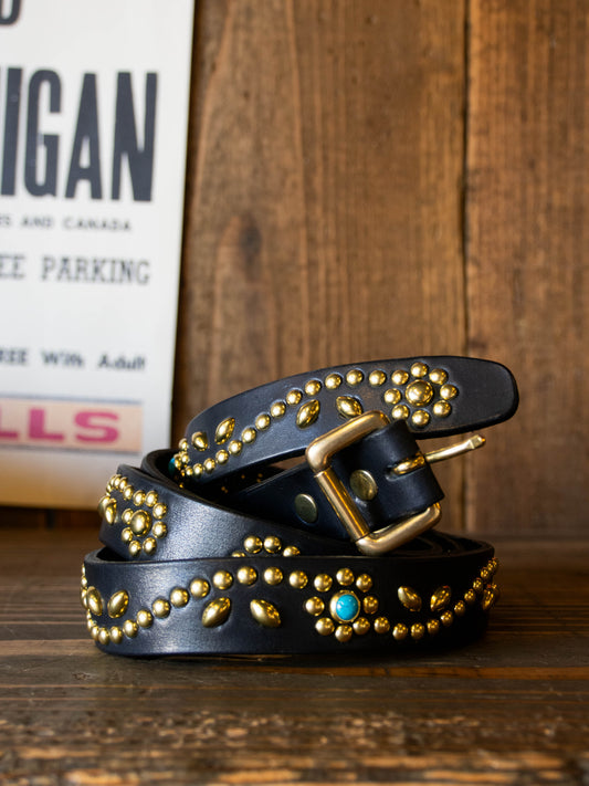 STUDS NARROW BELT -Flower-