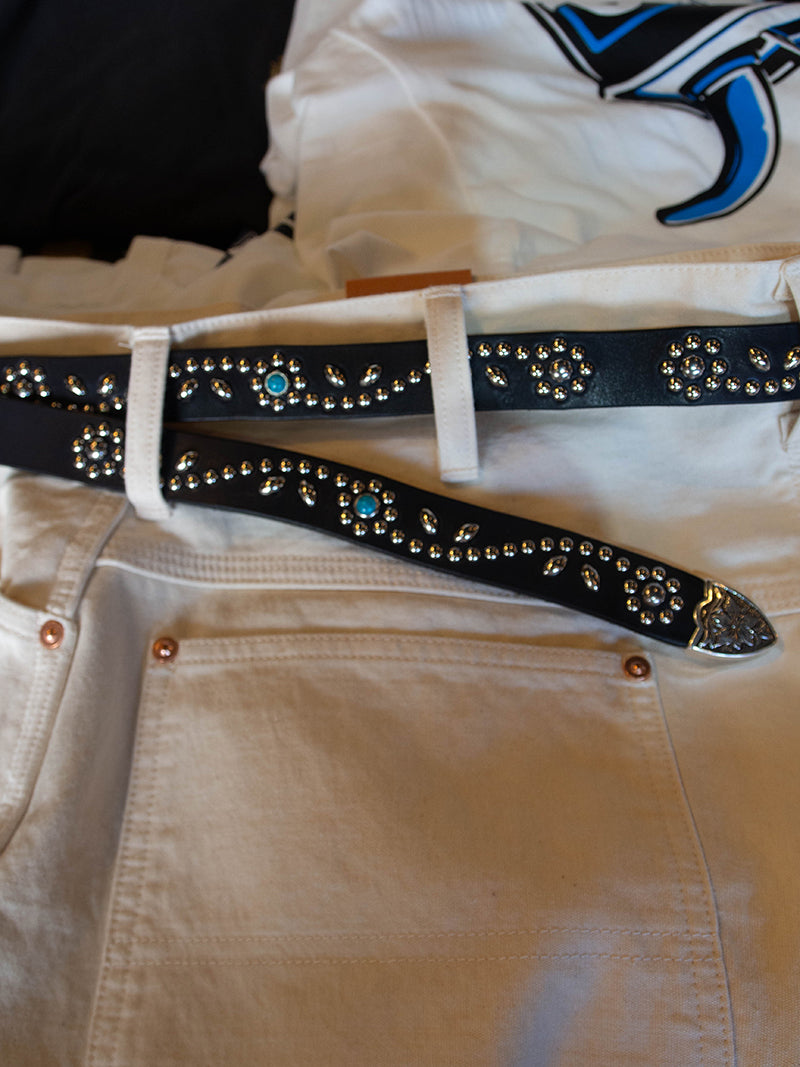 STUDS NARROW BELT -Flower-