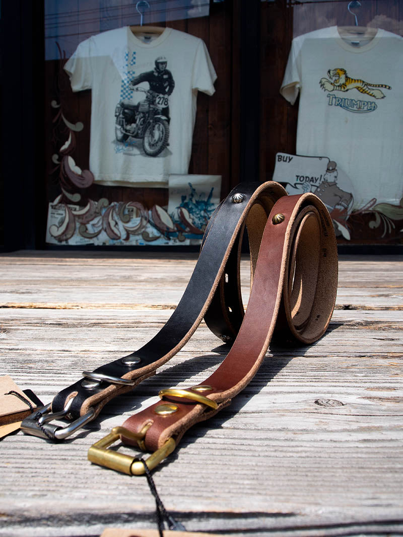 "ART BROWN" 20mm NARROW STUDS BELT -Umbrella Spots-