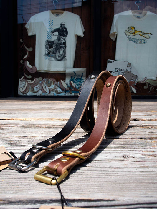 "ART BROWN" 20mm NARROW STUDS BELT -Umbrella Spots-