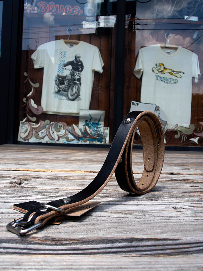 "ART BROWN" 20mm NARROW STUDS BELT -Umbrella Spots-