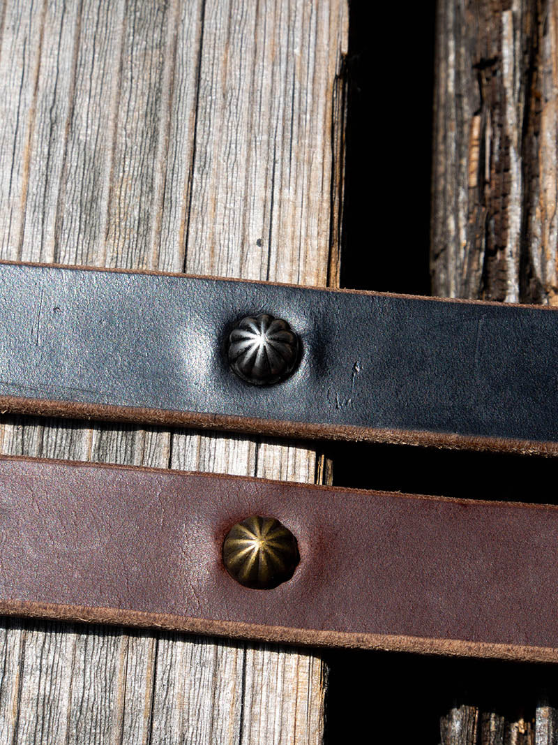 "ART BROWN" 20mm NARROW STUDS BELT -Umbrella Spots-