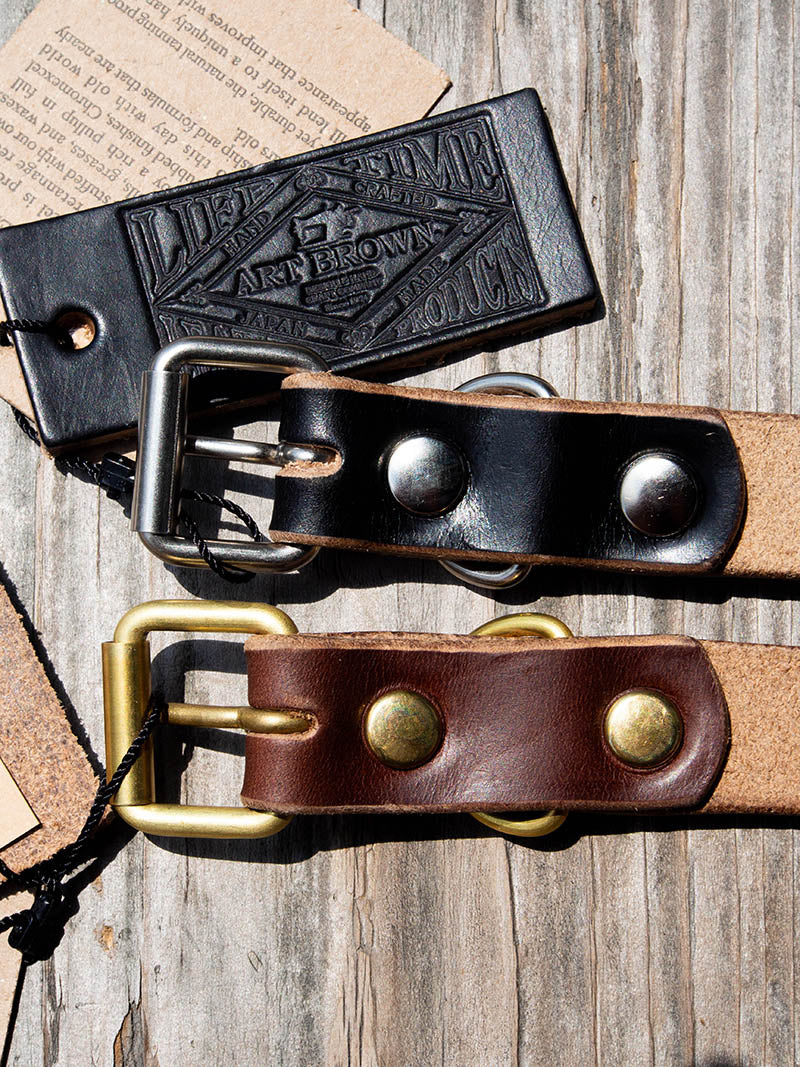 "ART BROWN" 20mm NARROW STUDS BELT -Umbrella Spots-