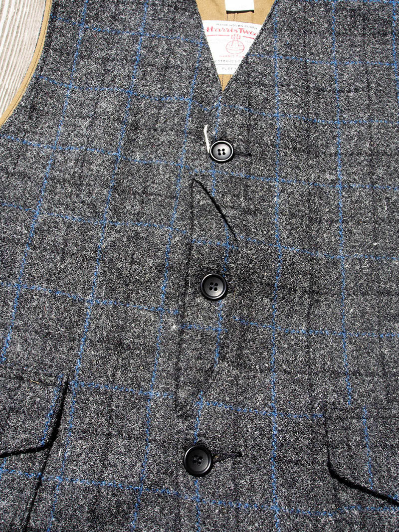 Cruiser Vest, Harris Tweed, Black x Blue