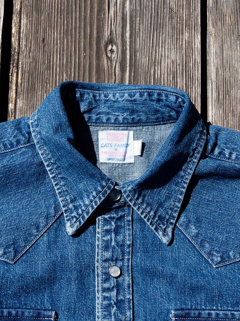 Cats Family Western Shirt, 9.5 oz Indigo Denim, Washed