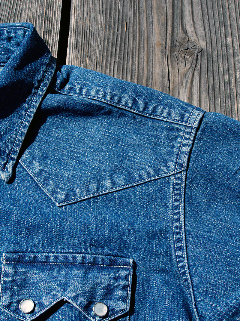 Cats Family Western Shirt, 9.5 oz Indigo Denim, Washed
