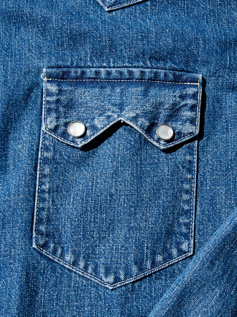 Cats Family Western Shirt, 9.5 oz Indigo Denim, Washed