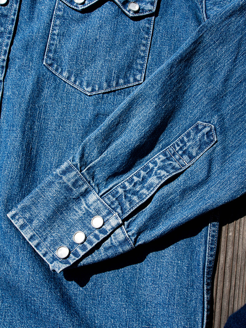 Cats Family Western Shirt, 9.5 oz Indigo Denim, Washed