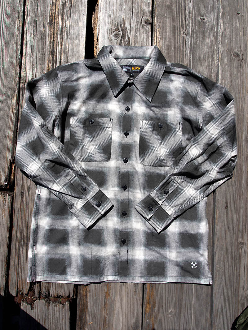 Print Flannel Check Shirts -Ombre-