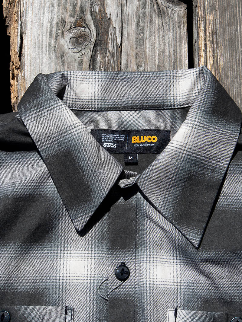 Print Flannel Check Shirts -Ombre-