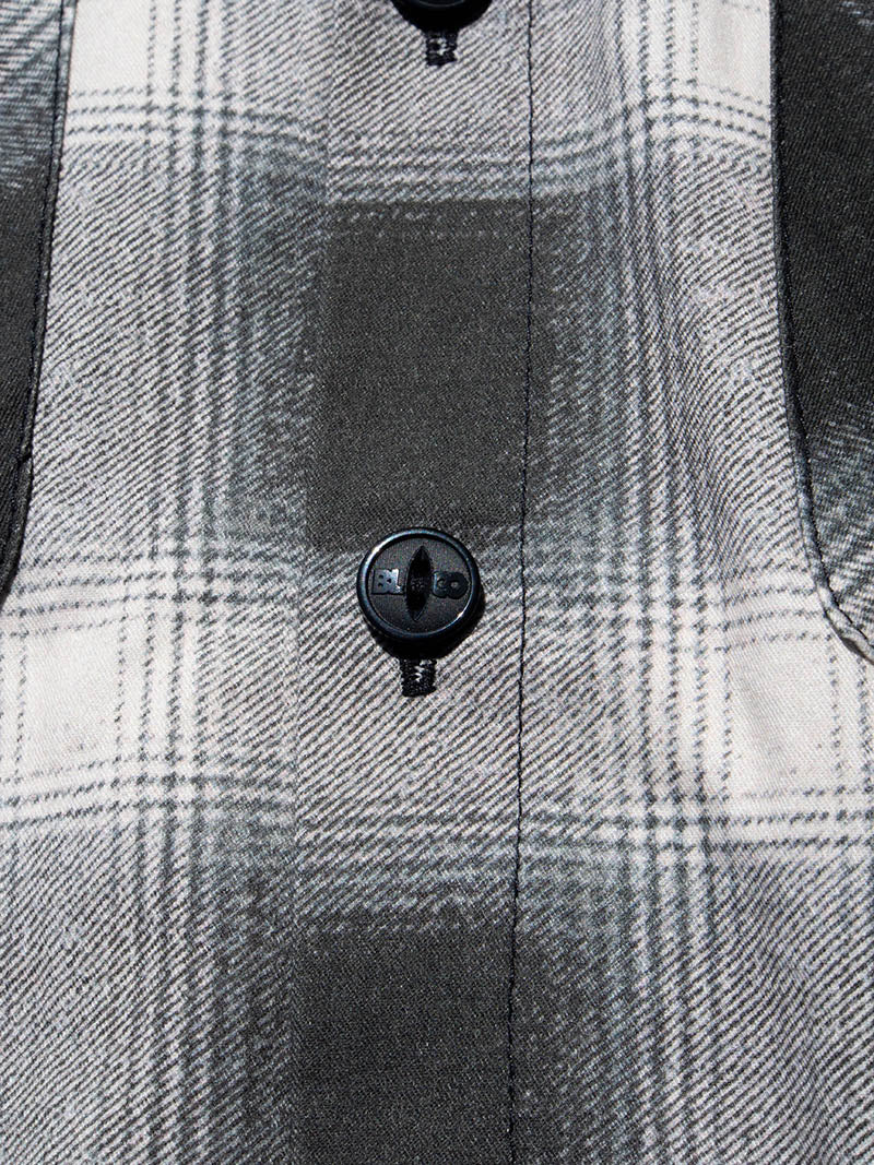 Print Flannel Check Shirts -Ombre-