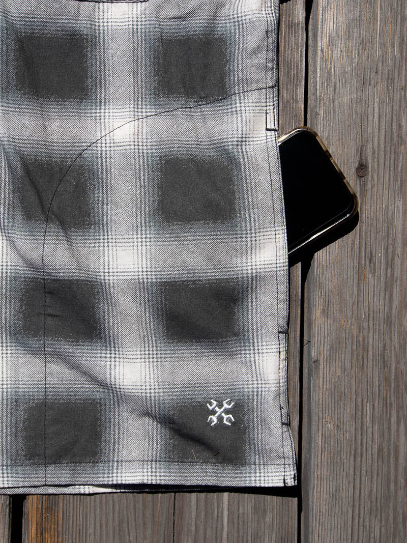 Print Flannel Check Shirts -Ombre-