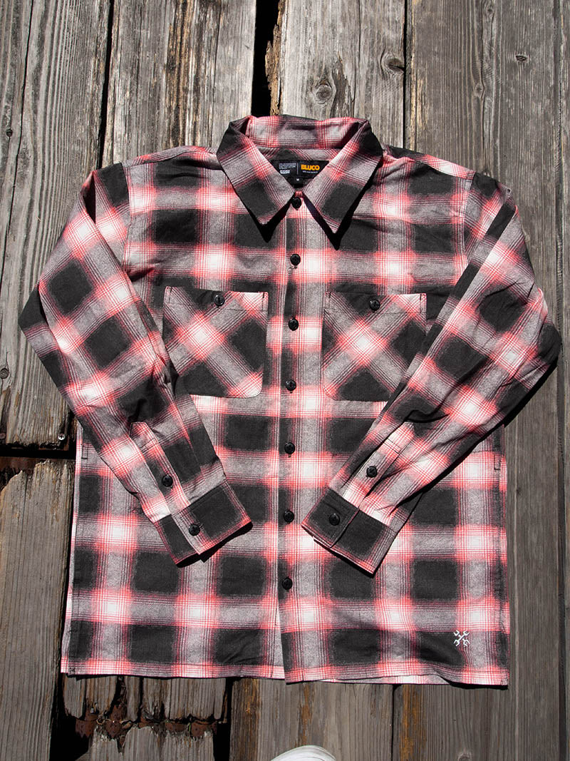 Print Flannel Check Shirts -Ombre-