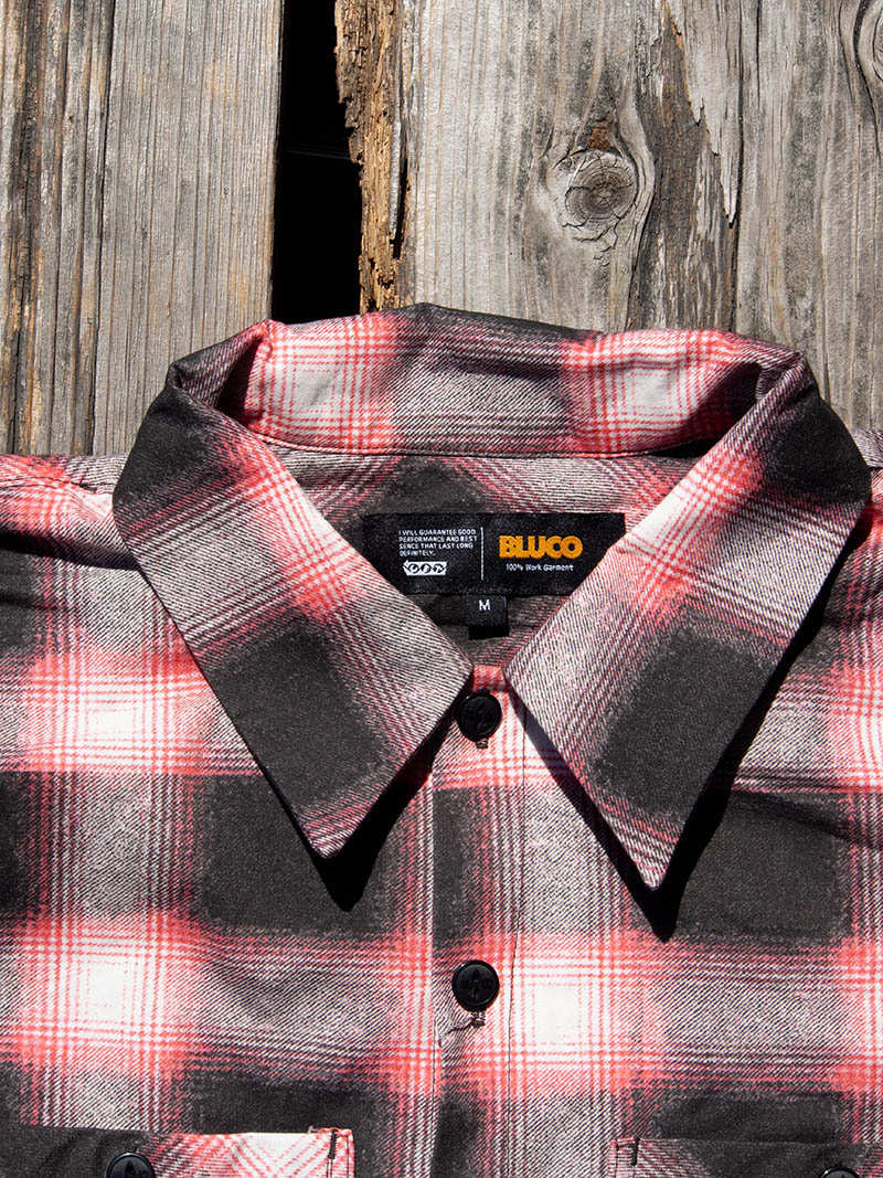 Print Flannel Check Shirts -Ombre-
