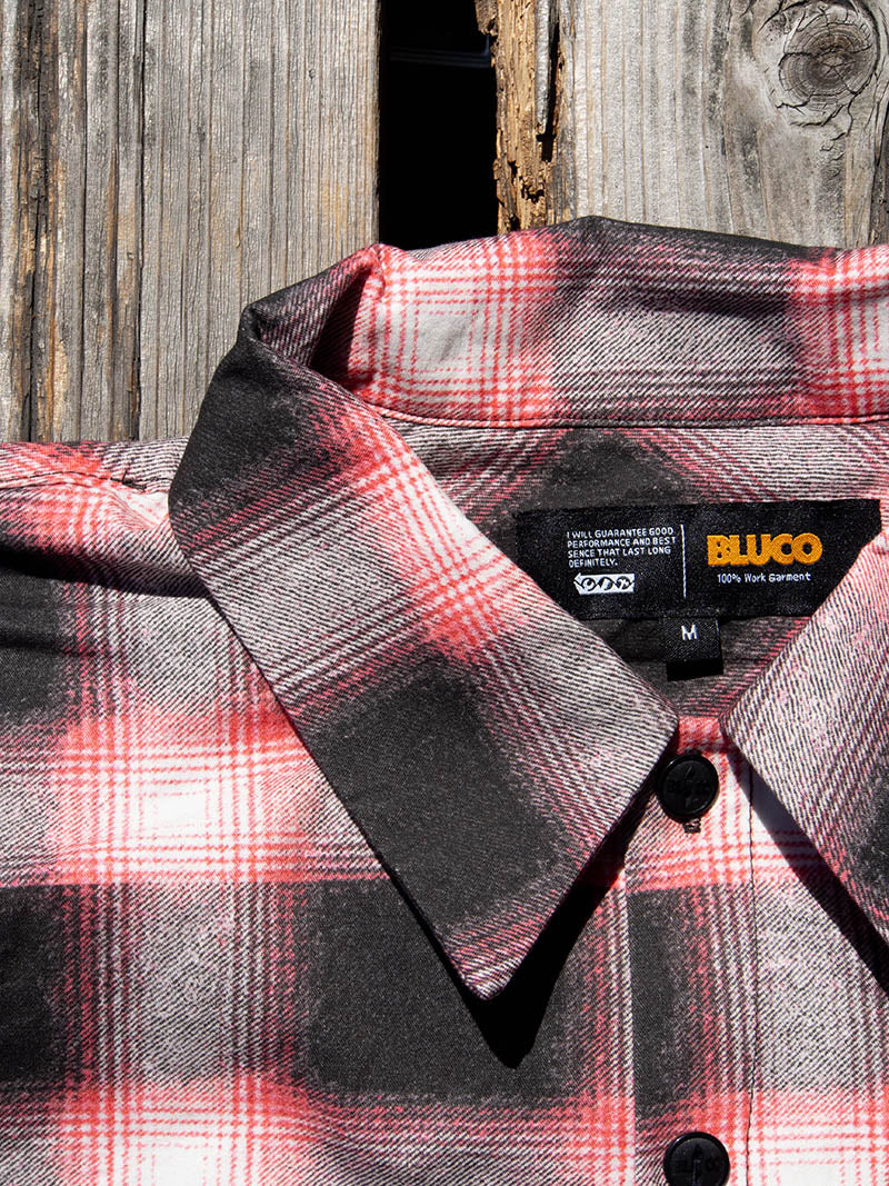 Print Flannel Check Shirts -Ombre-