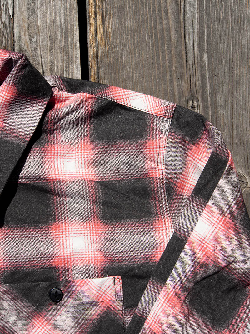 Print Flannel Check Shirts -Ombre-
