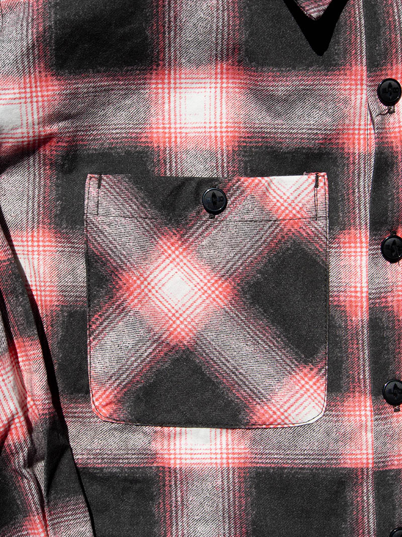 Print Flannel Check Shirts -Ombre-