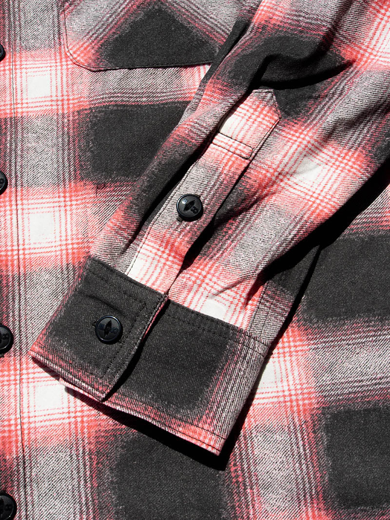 Print Flannel Check Shirts -Ombre-