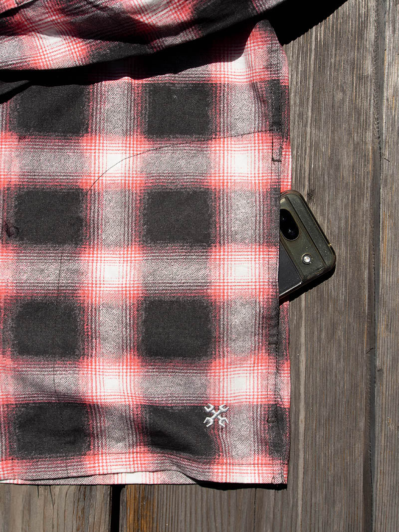 Print Flannel Check Shirts -Ombre-