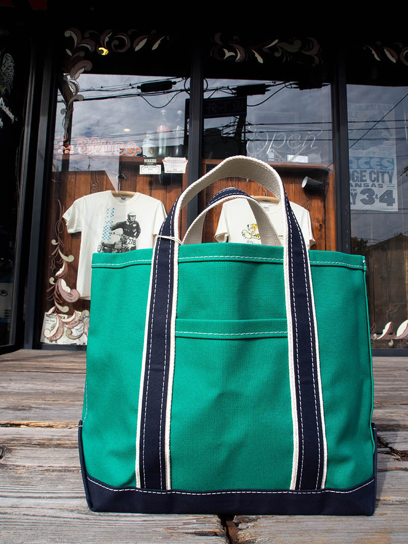 Deluxe Pocket Tote Bag -Green×Navy-