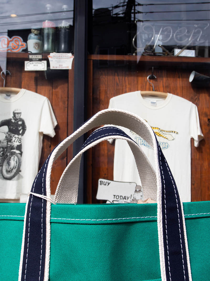 Deluxe Pocket Tote Bag -Green×Navy-