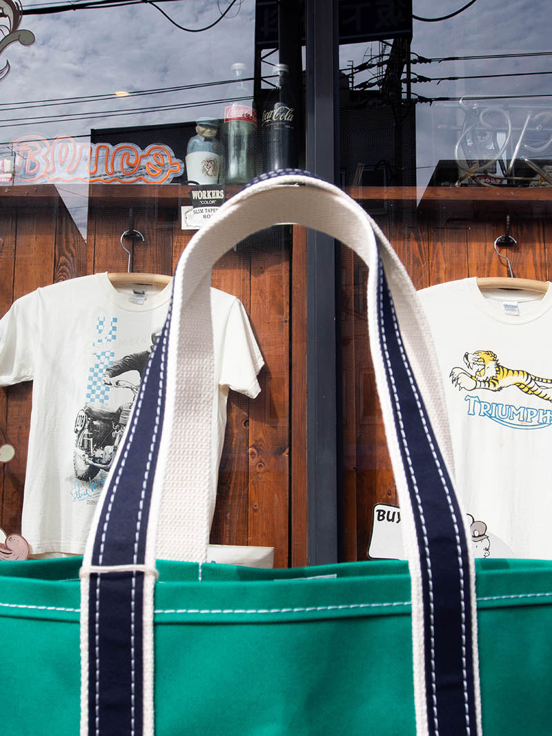 Deluxe Pocket Tote Bag -Green×Navy-