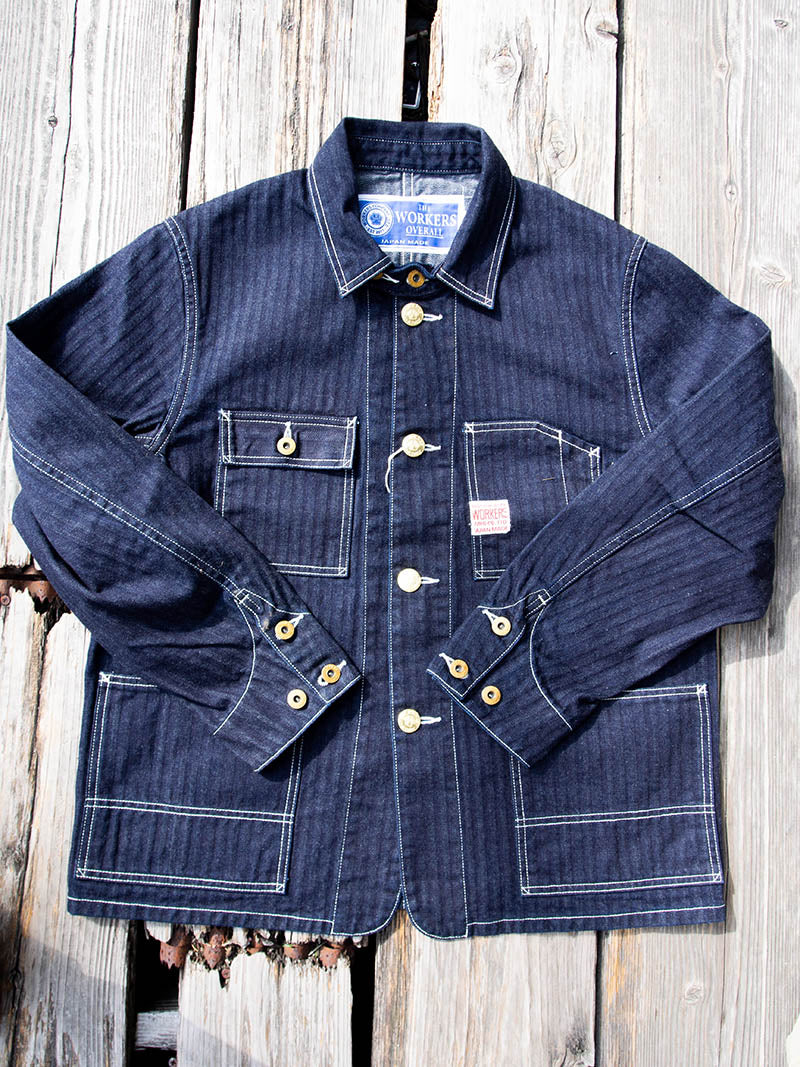 Deluxe Railroad Jacket, 12 oz, Grey Back Indigo Herringbone