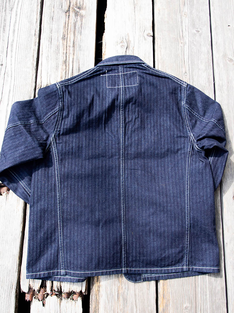 Deluxe Railroad Jacket, 12 oz, Grey Back Indigo Herringbone