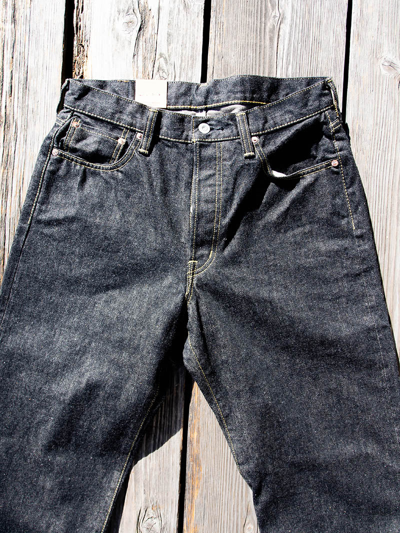 SBJ-145-222xxBK JUMBO 14.5oz SELVEDGE STRAIGHT JEANS -Black Denim-