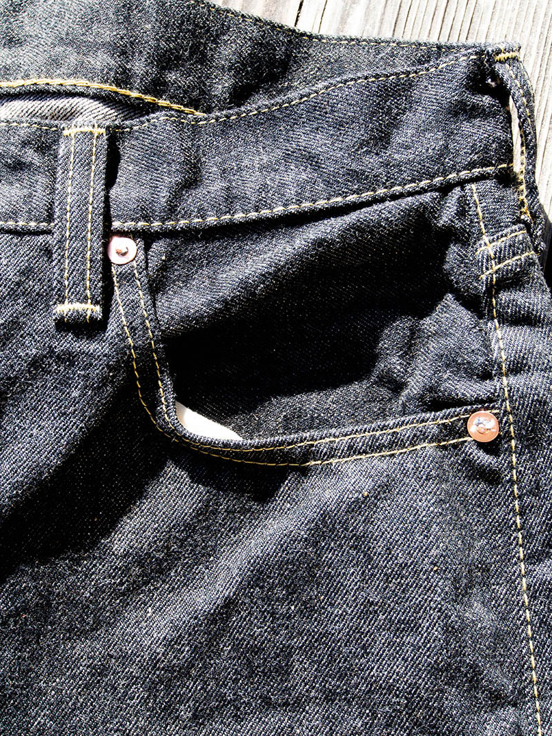 SBJ-145-222xxBK JUMBO 14.5oz SELVEDGE STRAIGHT JEANS -Black Denim-