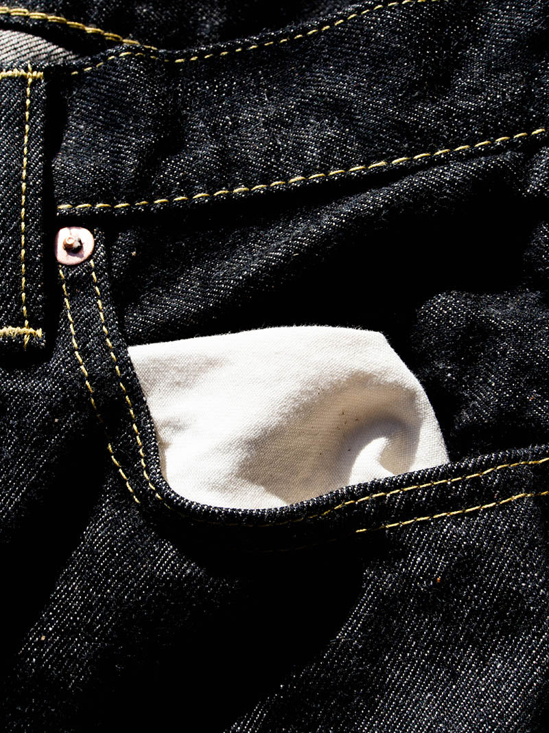 SBJ-145-222xxBK JUMBO 14.5oz SELVEDGE STRAIGHT JEANS -Black Denim-