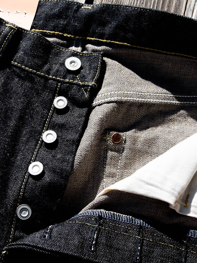 SBJ-145-222xxBK JUMBO 14.5oz SELVEDGE STRAIGHT JEANS -Black Denim-