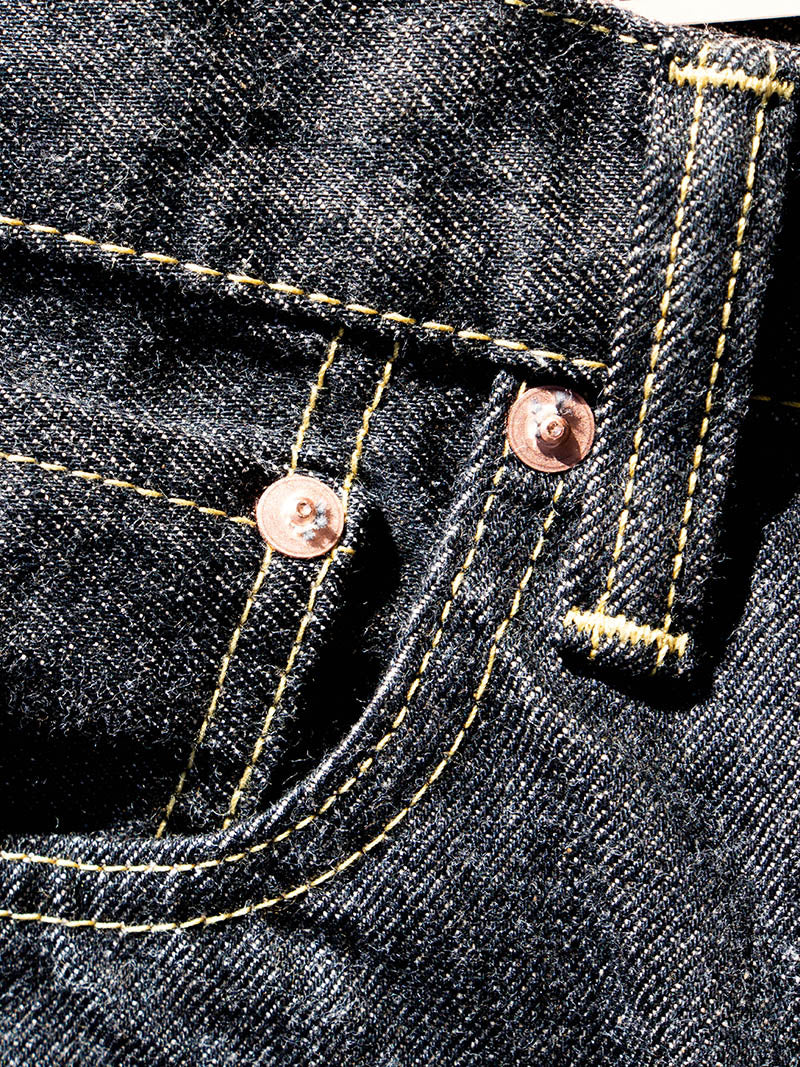 SBJ-145-222xxBK JUMBO 14.5oz SELVEDGE STRAIGHT JEANS -Black Denim-