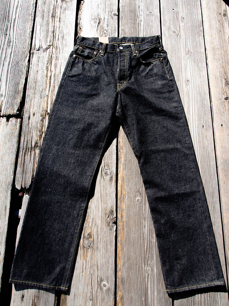 SBJ-145-222xxBK JUMBO 14.5oz SELVEDGE STRAIGHT JEANS -Black Denim-