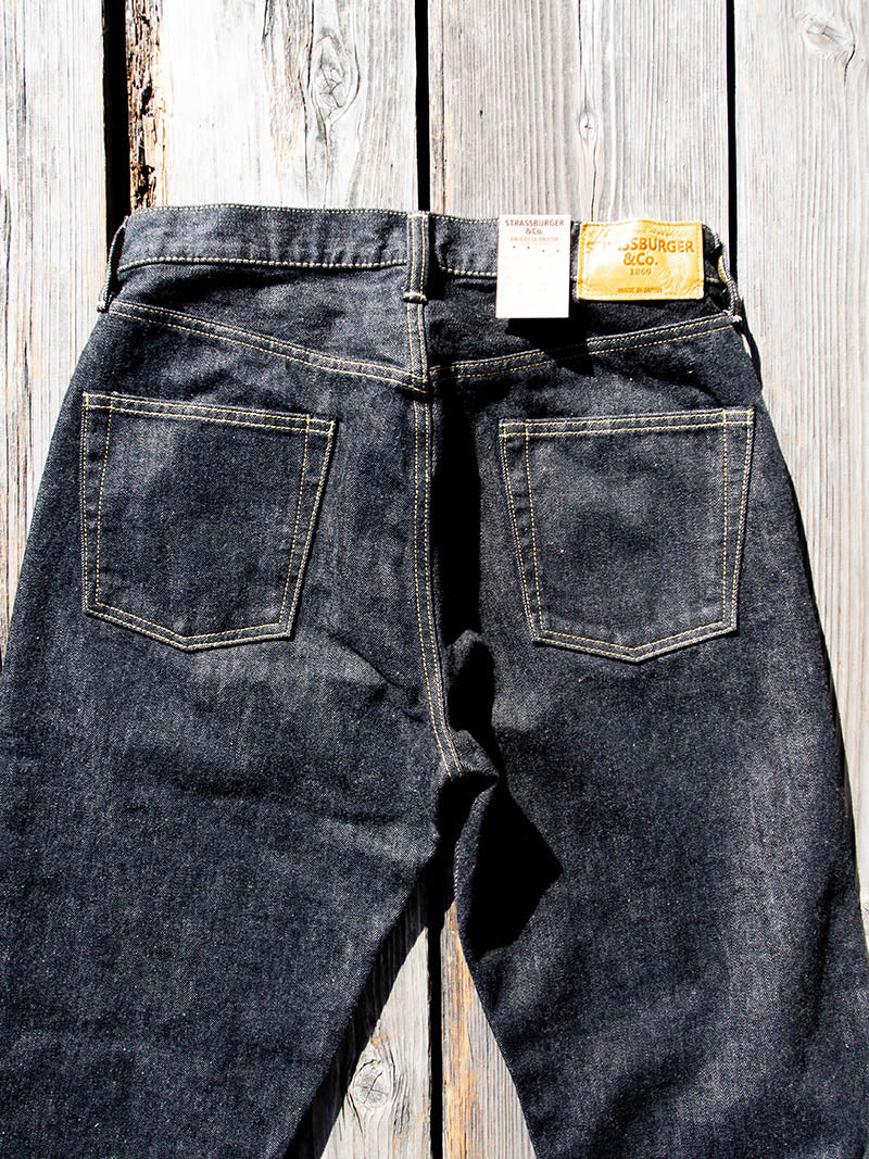 SBJ-145-222xxBK JUMBO 14.5oz SELVEDGE STRAIGHT JEANS -Black Denim-