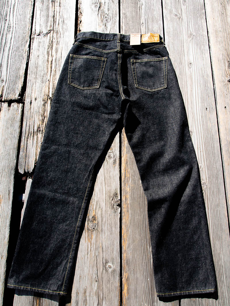 SBJ-145-222xxBK JUMBO 14.5oz SELVEDGE STRAIGHT JEANS -Black Denim-