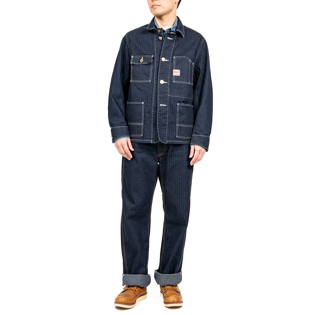 Deluxe Railroad Jacket, 12 oz, Grey Back Indigo Herringbone