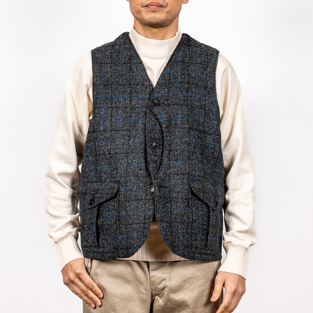 Cruiser Vest, Harris Tweed, Black x Blue