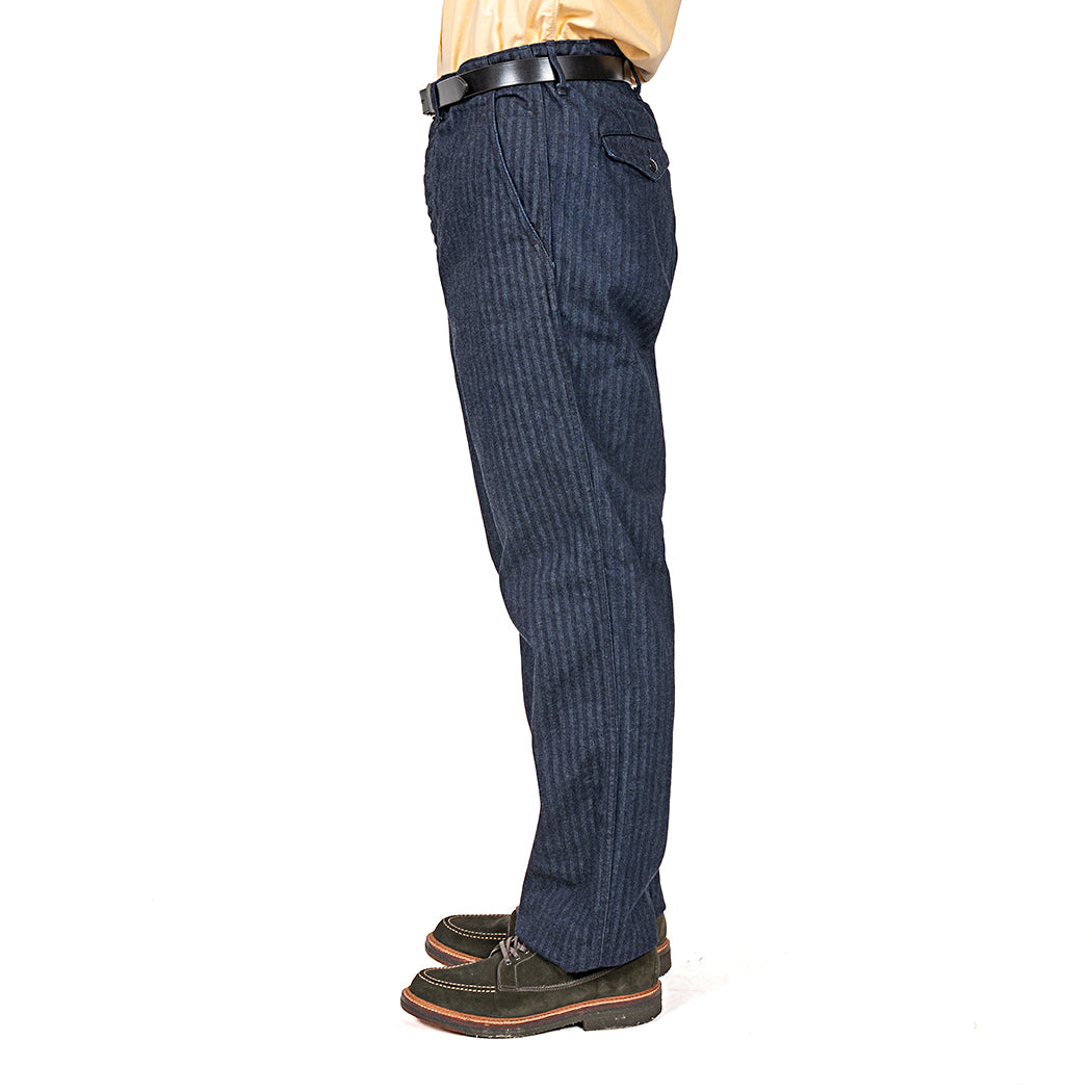 Officer Trousers Regular Type2, Indigo Herringbone
