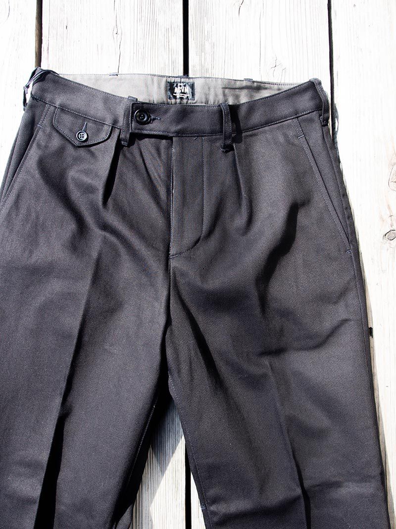 ACV-TR02KT SINGLE-PLEATED COTTON ARMY TROUSERS -Black-