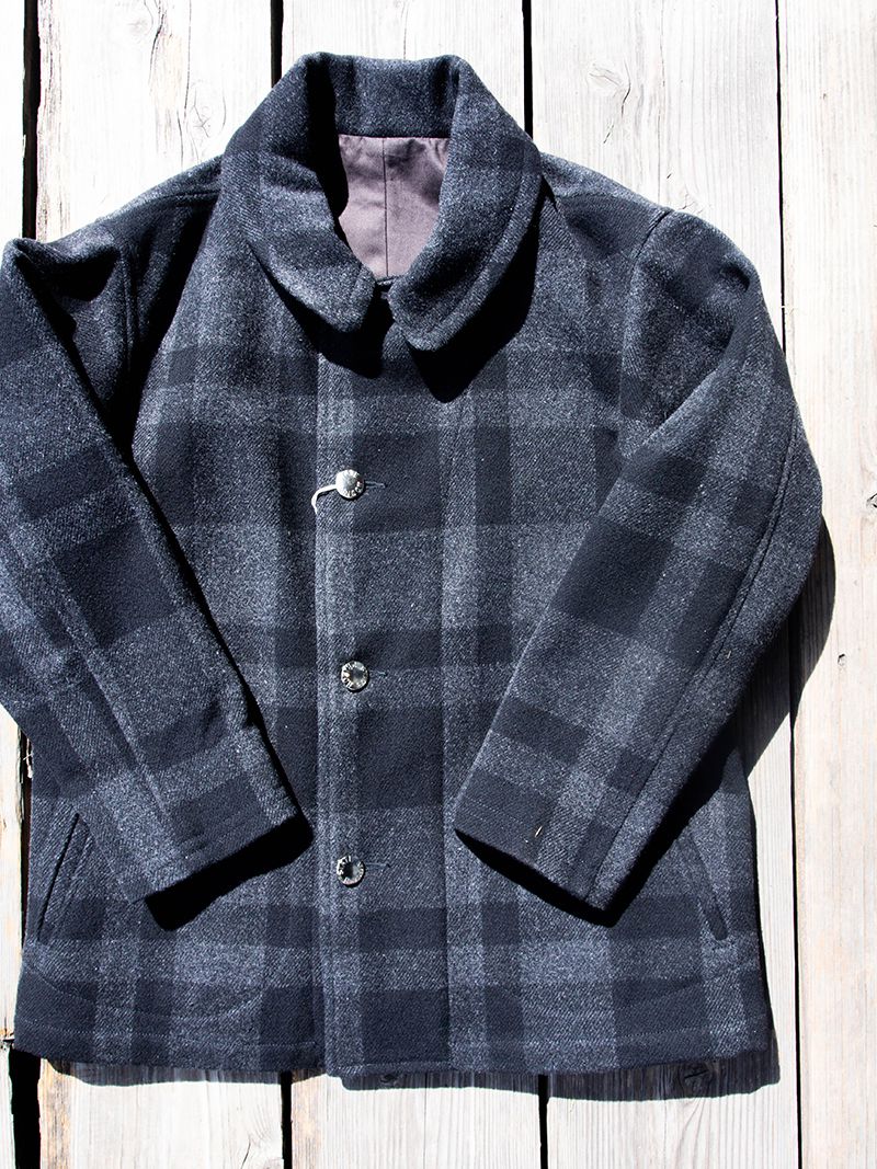 Prisoner Coat, Black x Grey Melton